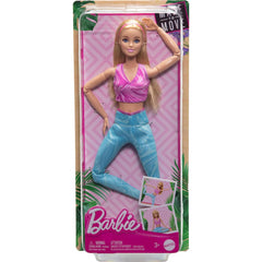 Barbie Made to Move Doll Blonde Blue Yoga Pants and Pink Top