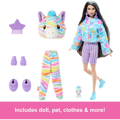 Barbie Cutie Reveal Colourful Dreams Series Soft Plush & 10 Surprises - Zebra