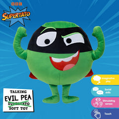 Cbeebies Supertato Talking Evil Pea Soft Toy Kids Plush Figure Gift