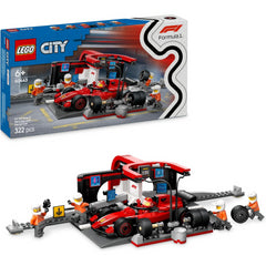 Lego City 60443 F1 Pit Stop & Pit Crew With Ferrari Car Construction Playset