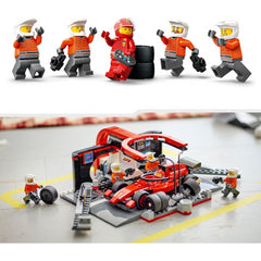 Lego City 60443 F1 Pit Stop & Pit Crew With Ferrari Car Construction Playset