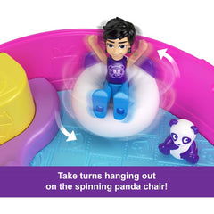 Polly Pocket Dolls Playset Bubble Tea Panda Compact with 2 Micro Dolls and Panda