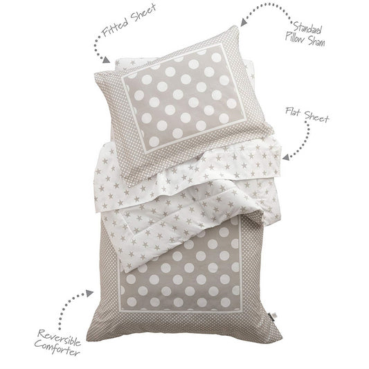 KidKraft Stars & Polka Dots Toddler Bedding-Gray - Maqio