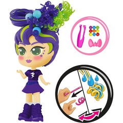 Curligirls Pop Teenage Play Doll Purple & Green Magic Hair 14cm - Charli