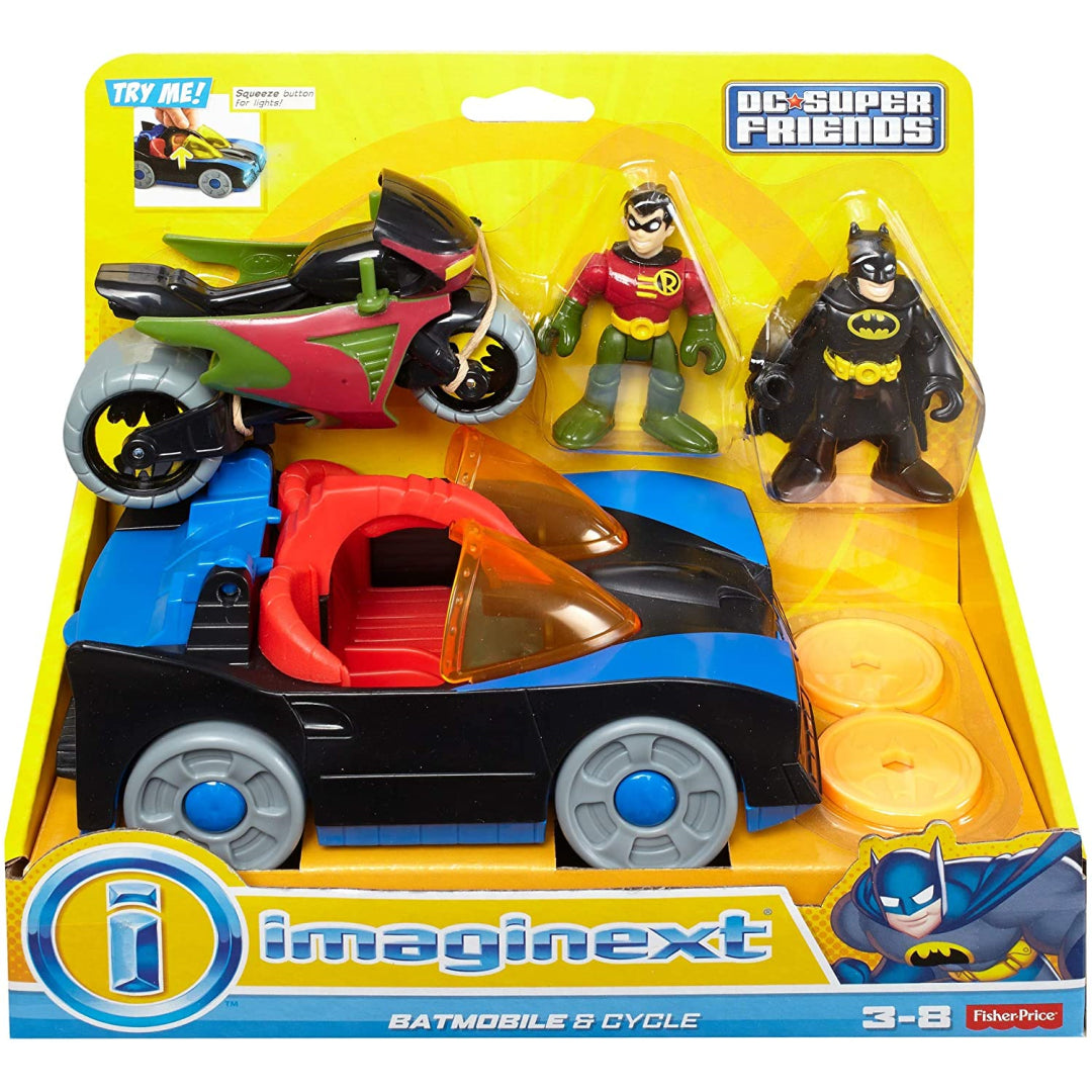 Imaginext Batmobile & Cycle with Batman & Robin Figures - Maqio