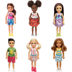 Barbie Chelsea Doll 6-inch Brunette Wearing Skirt with Heart Print and Shoes