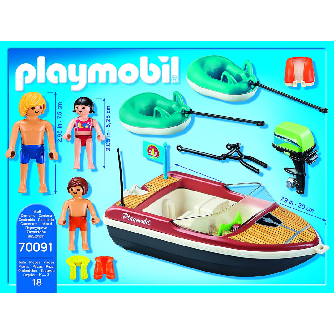 Playmobil 70091 Family Fun Campsite Floating Speedboat with Tube Riders - Maqio