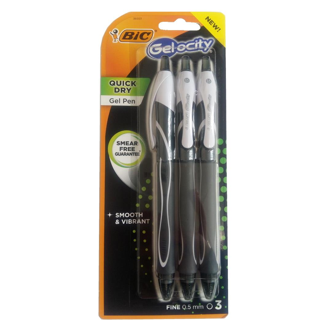 Bic Gel-ocity Quick Dry 0.5mm Black Gel Pens 3 Pack - Maqio