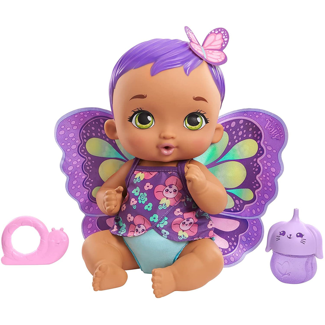 My Garden Baby Feed and Change Baby Butterfly Doll with Purple Hair - Maqio