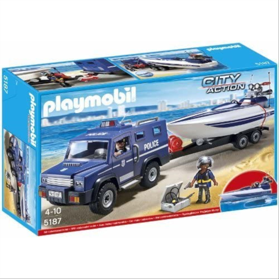 Playmobil City Action Police Truck with Speedboat 5187 Playset Maqio