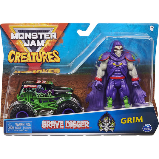 Monster Jam Creatures Truck Die-Cast Vehicle Black Wheels - Grave Digger & Grim