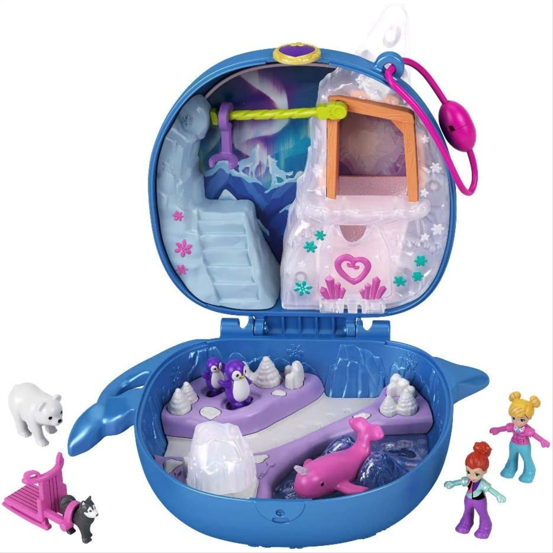 Polly Pocket Freezin Fun Narwhal Compact with Fun Reveals Doll Maqio