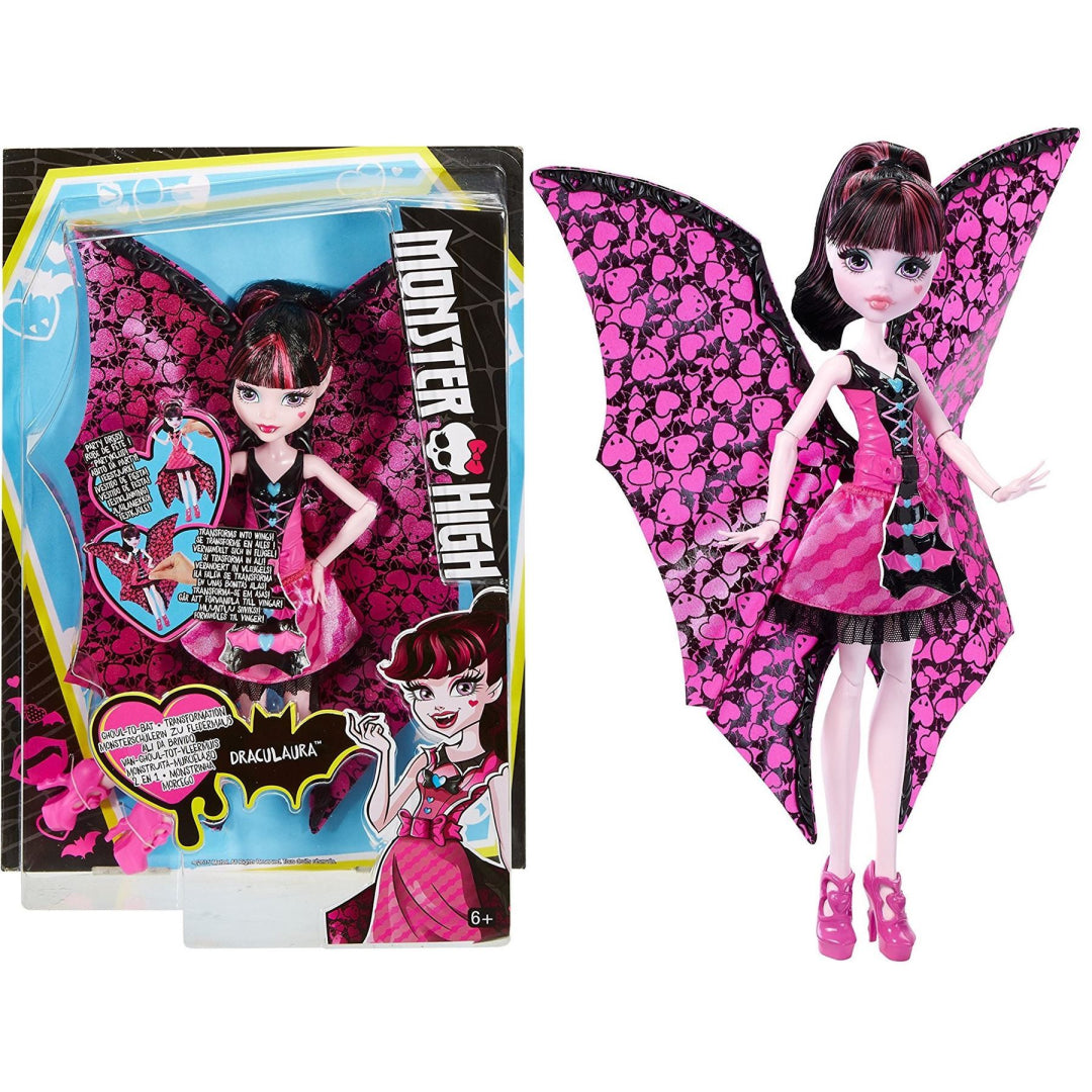 Monster High DNX65 Ghoul-to-Bat Transformation Draculaura Toy Doll - Maqio