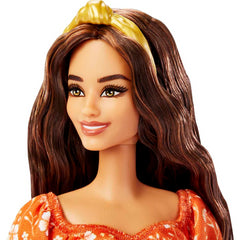 Barbie Fashionistas Doll #182 - Orange Floral Dress with Headband & Heels