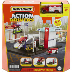 Matchbox Action Drivers Helicopter Rescue Playset with Ambulance & Helicopter