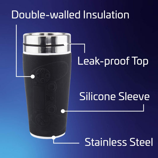 Paladone Playstation Controller Travel Mug 450ml Stainless Steel Black Mug