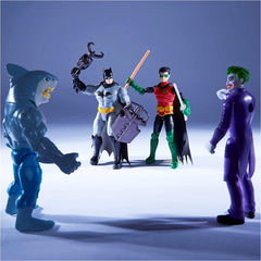 DC Comics 4-inch Action Figures - Batman and Robin vs. The Joker and King Shark