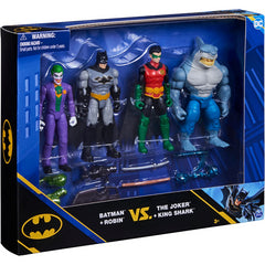 DC Comics 4-inch Action Figures - Batman and Robin vs. The Joker and King Shark