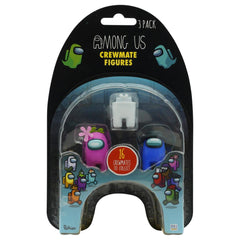 Official & Fully Licensed Among Us White Pink Blue Crewmate Figures 3-Pack - Maqio