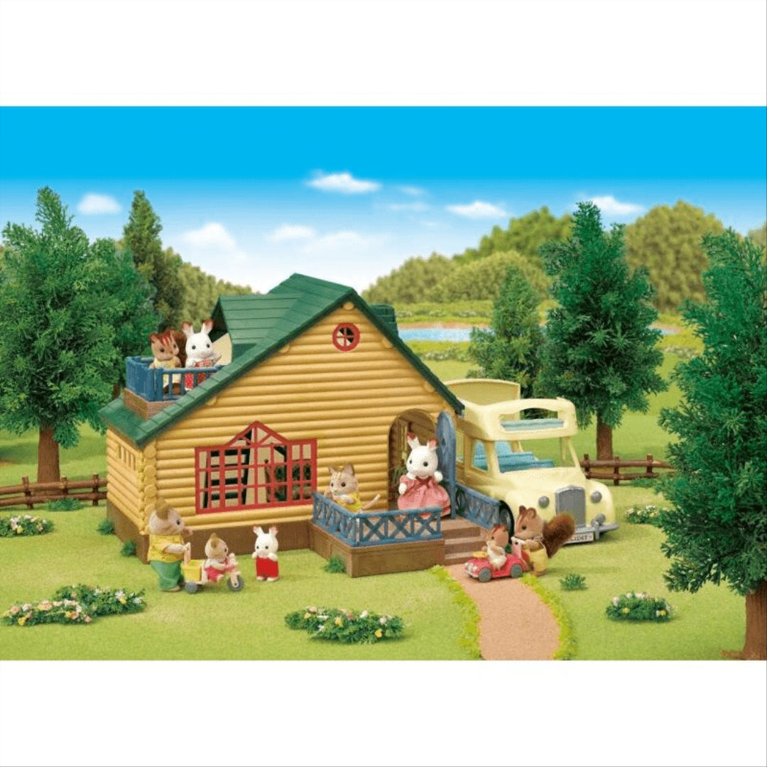 Sylvanian Families Log Cabin Playhouse Gift Set with Green Roof - Maqio