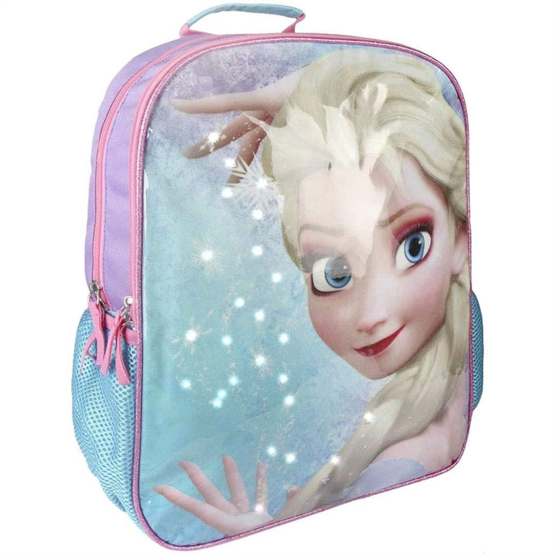 Disney Frozen Elsa Light Up Small Blue Backpack School Travel 3D Rucksack Bag - Maqio