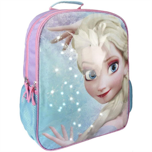 Disney Frozen Elsa Light Up Small Blue Backpack School Travel 3D Rucksack Bag - Maqio