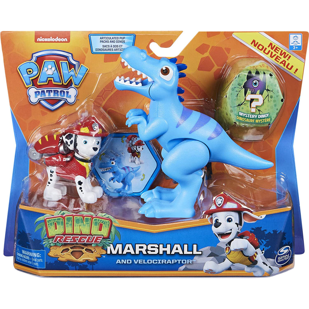Paw Patrol Marshall Hero Pup & Velociraptor Dinosaur - Maqio