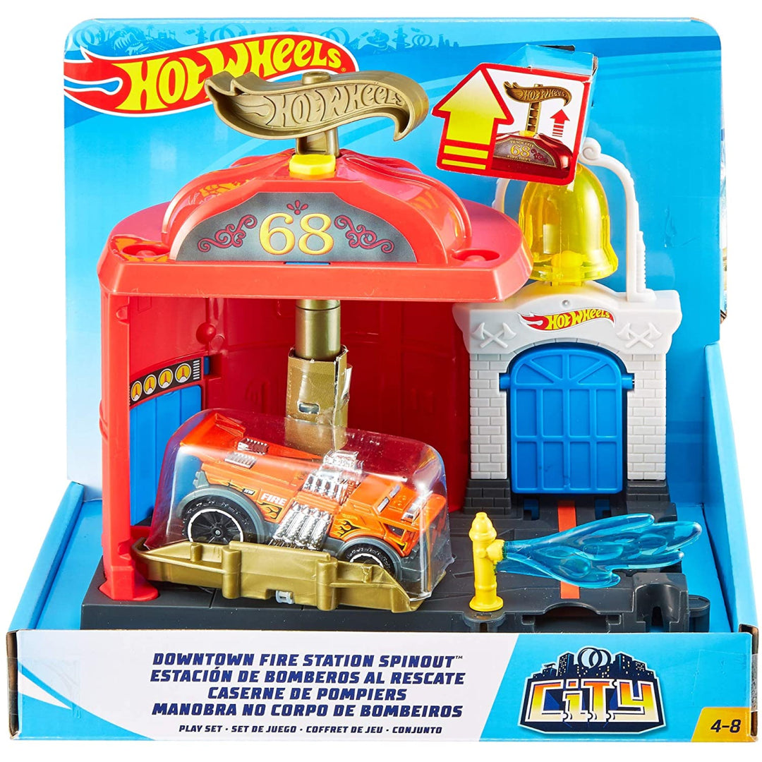 Hot Wheels City Downtown Fire Station Spinout Play Set 