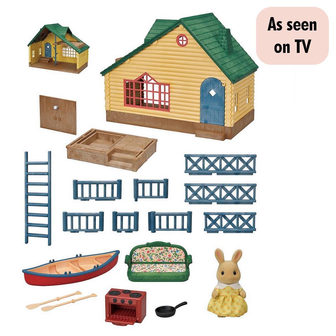 Sylvanian Families Log Cabin Playhouse Gift Set with Green Roof - Maqio