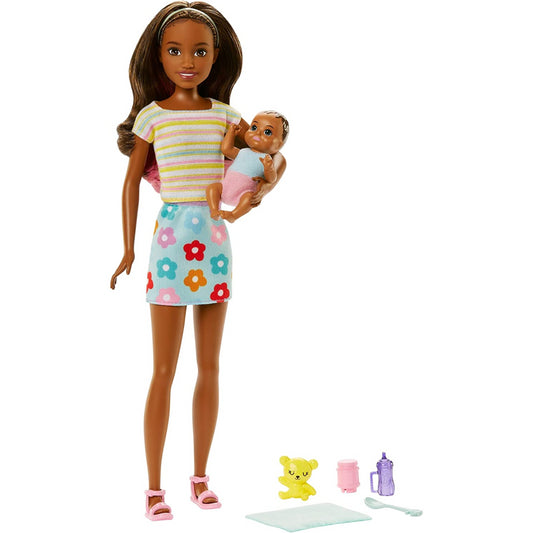 Barbie Doll Brunette Skipper Doll with Baby Figure &  Accessories