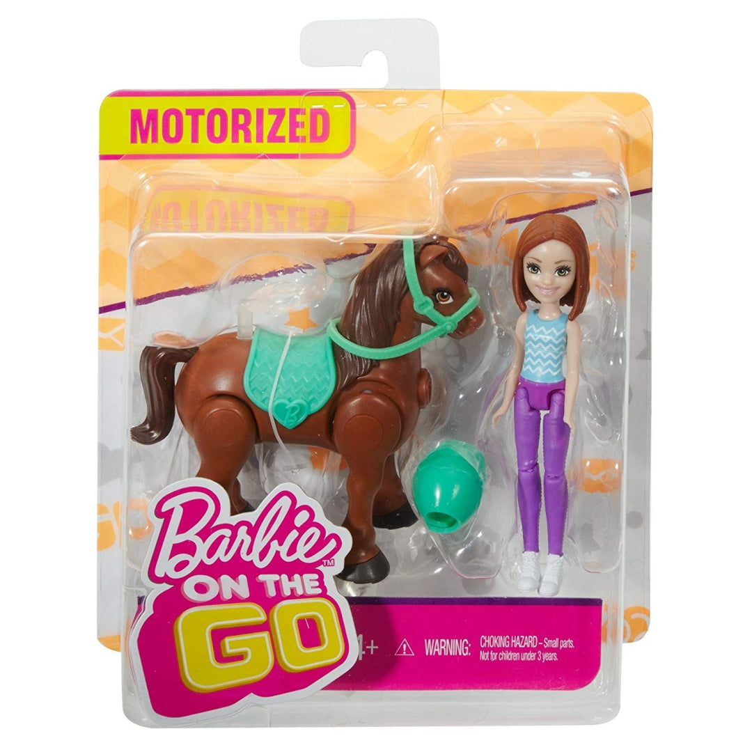 Mattel FHV62 - Barbie on the Go Bruna Figure & Pony - Maqio