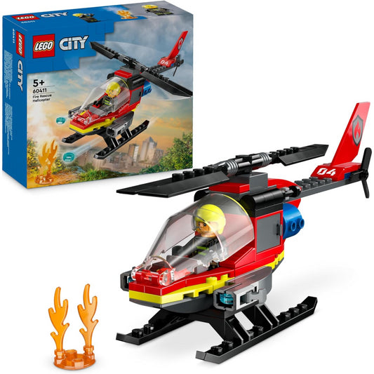 LEGO City 60411 Fire Rescue Helicopter Toy Vehicle Building Set