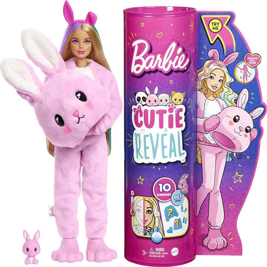 Barbie Cutie Reveal Doll with Bunny Plush and Pink Bunny Costume & 10 Surprises