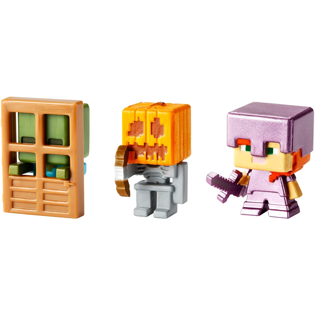 Minecraft Alex Skeleton and Zombie at the Door Mini Figures