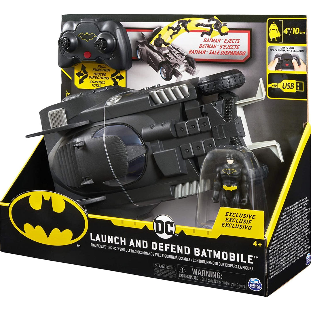 BATMAN 6055747 Launch and Defend Batmobile Remote Control Vehicle with Exclusive 10 cm Action Figure - Maqio