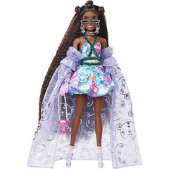 Barbie Extra Fancy Doll in Teddy-Print Gown with Sheer Teddy Bear Pet