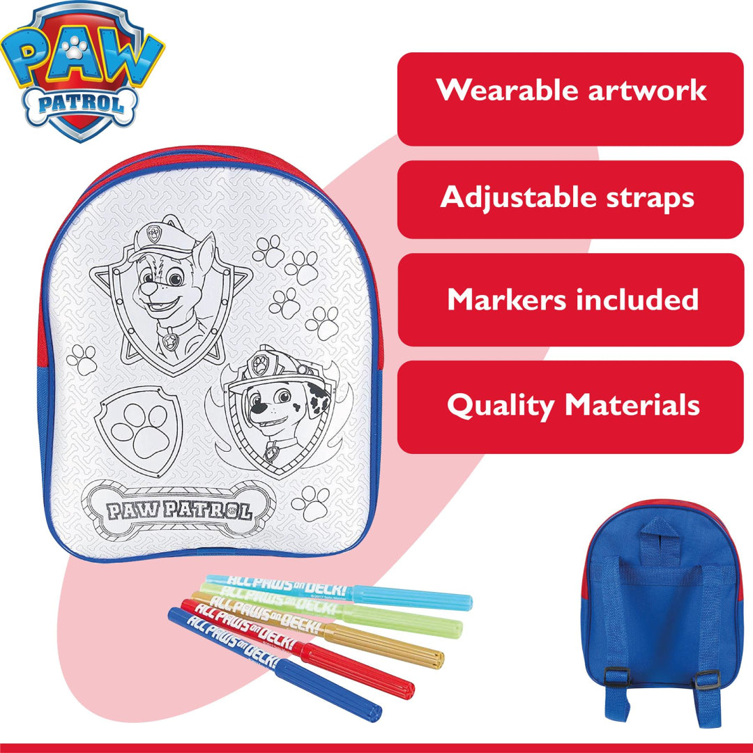 Paw Patrol Colour Your Own Backpack School Kids - Maqio