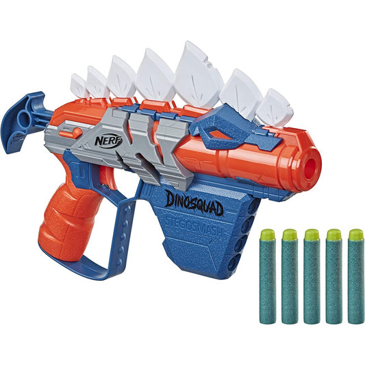 Nerf DinoSquad Stegosmash Dart Blaster 4-Dart Storage 5 Official Nerf Darts