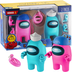 Among Us Series 2 Action Figures 2 Pk Figures 11cm - Pink & Turquoise