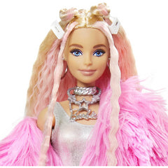 Barbie Extra Doll Fluffy Pink Jacket Coat & Unicorn Pig Pet