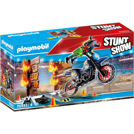 Playmobil Stunt Show Motocross with Fiery Wall