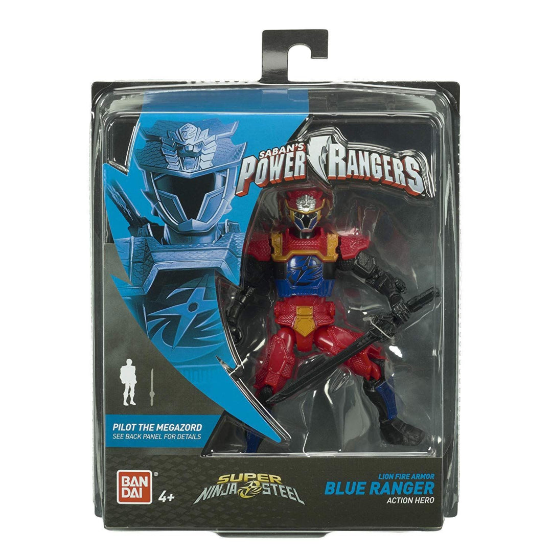 Power Rangers 43938 Blue Power Up Lion Fire Armour Figure - Maqio