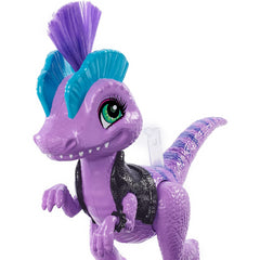 Cave Club Tots 3.5 inch Small Doll with Dinosaur & Curly Purple Hair - Rebel