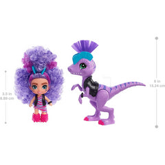 Cave Club Tots 3.5 inch Small Doll with Dinosaur & Curly Purple Hair - Rebel