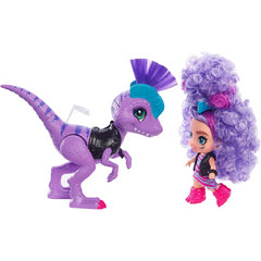 Cave Club Tots 3.5 inch Small Doll with Dinosaur & Curly Purple Hair - Rebel