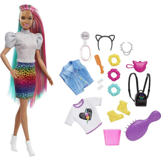 Barbie Leopard Rainbow Hair Doll 2 with Accessories