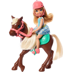 Barbie Club Chelsea Doll and Horse 6In Blonde Wearing Fashion and Accessories