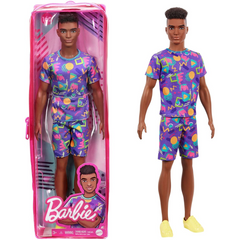 Barbie Ken Fashionistas Doll #162 Rooted Brunette Hair With Graphic Purple Top