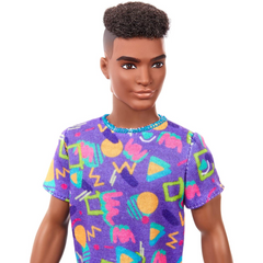 Barbie Ken Fashionistas Doll #162 Rooted Brunette Hair With Graphic Purple Top