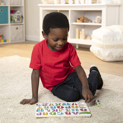 Melissa & Doug Classic Wooden Peg Puzzles Set of 3 - Numbers Alphabet & Colours